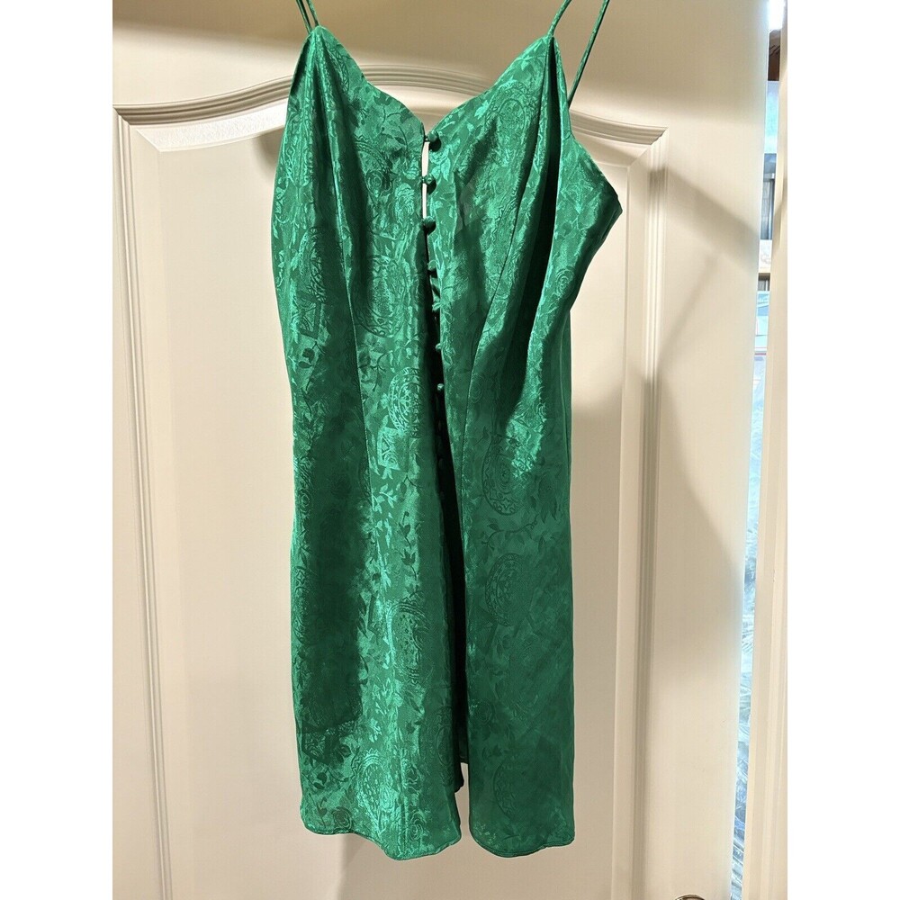Vintage Victoria Secret  Green Satin Slip Dress SZ.‎ M  90s Y2K Forrest Fairy